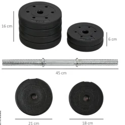 HOMCOM Hantelset schwarz Kunststoff B/H/L: ca. 18x7,5x43 cm