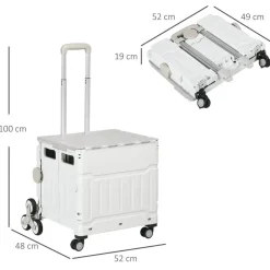 HOMCOM Haushaltshelfer weiß Edelstahl B/H/L: ca. 48x52x100 cm