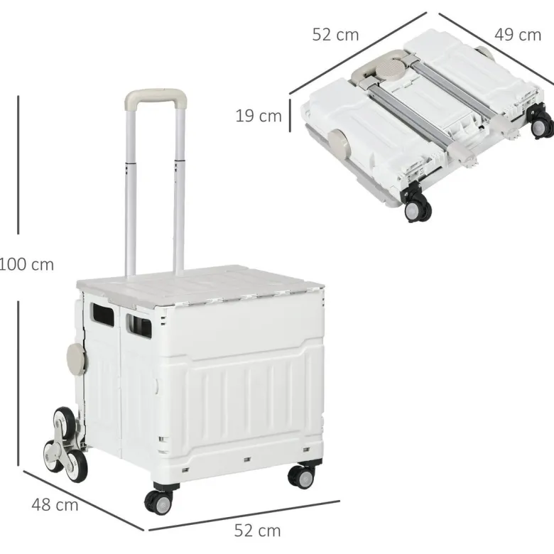 HOMCOM Haushaltshelfer weiß Edelstahl B/H/L: ca. 48x52x100 cm