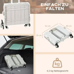 HOMCOM Haushaltshelfer weiß Edelstahl B/H/L: ca. 48x52x100 cm