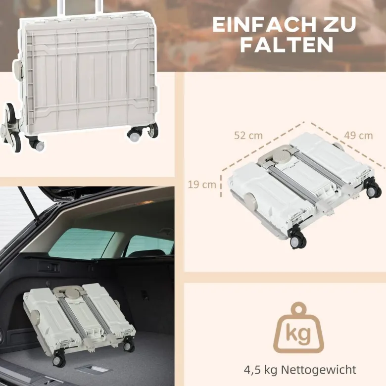 HOMCOM Haushaltshelfer weiß Edelstahl B/H/L: ca. 48x52x100 cm