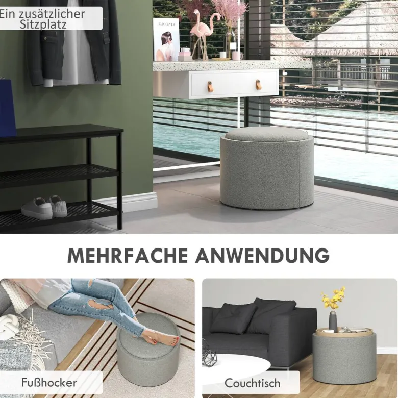 HOMCOM Hocker grau B/H/L: ca. 56x56x42 cm