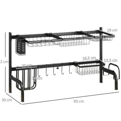 HOMCOM Küchenhelfer schwarz Edelstahl B/H/L: ca. 30x93x52 cm
