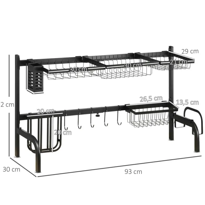 HOMCOM Küchenhelfer schwarz Edelstahl B/H/L: ca. 30x93x52 cm