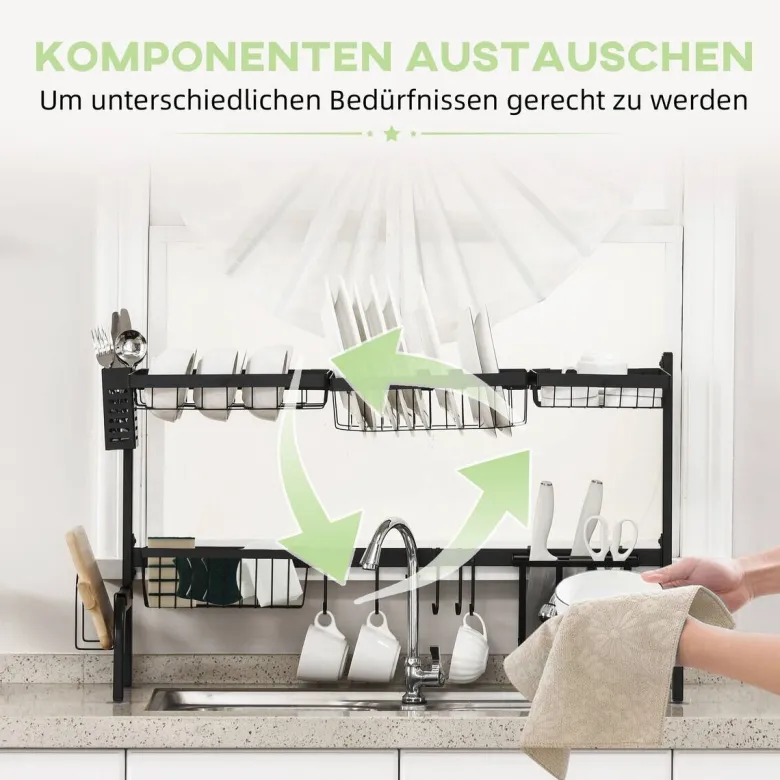 HOMCOM Küchenhelfer schwarz Edelstahl B/H/L: ca. 30x93x52 cm