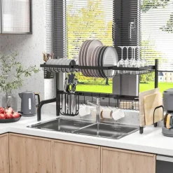 HOMCOM Küchenhelfer schwarz Edelstahl B/H/L: ca. 30x93x52 cm