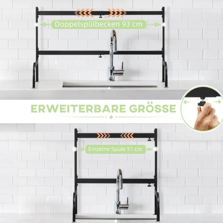HOMCOM Küchenhelfer schwarz Edelstahl B/H/L: ca. 30x93x52 cm