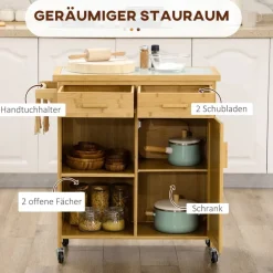 HOMCOM Küchenwagen natur Edelstahl B/H/L: ca. 36x84x85 cm
