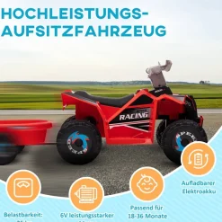 HOMCOM Kinder Elektrofahrzeug schwarz B/H/L: ca. 41,5x48,5x106 cm