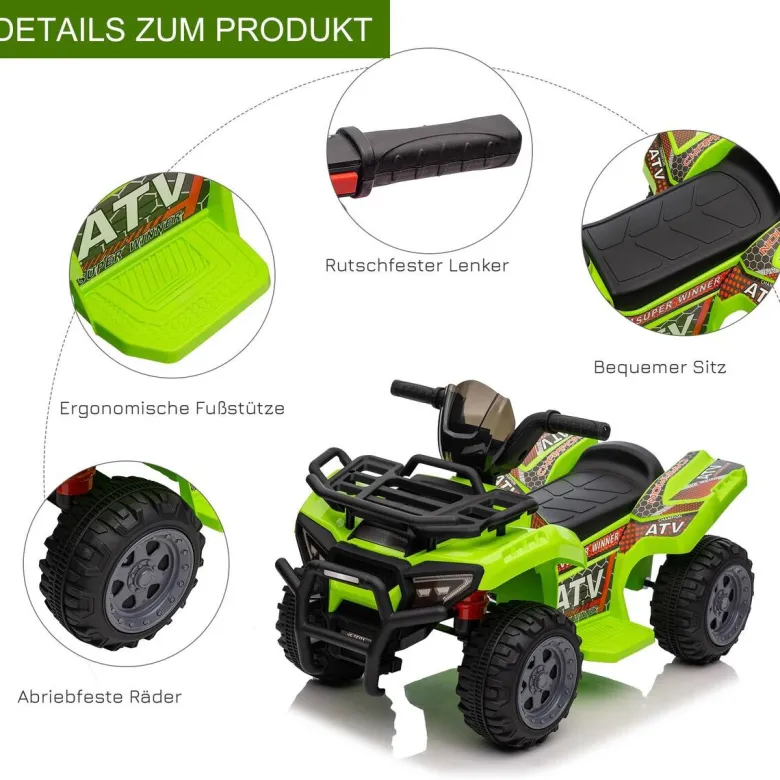 HOMCOM Kinder-Elektroquad grün B/H/L: ca. 44x42x66 cm