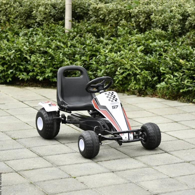 HOMCOM Kinder-Go-Kart weiß B/H/L: ca. 66x57x104 cm