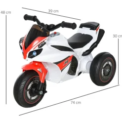 HOMCOM Kinder-Motorrad weiß B/H/L: ca. 39x48x74 cm