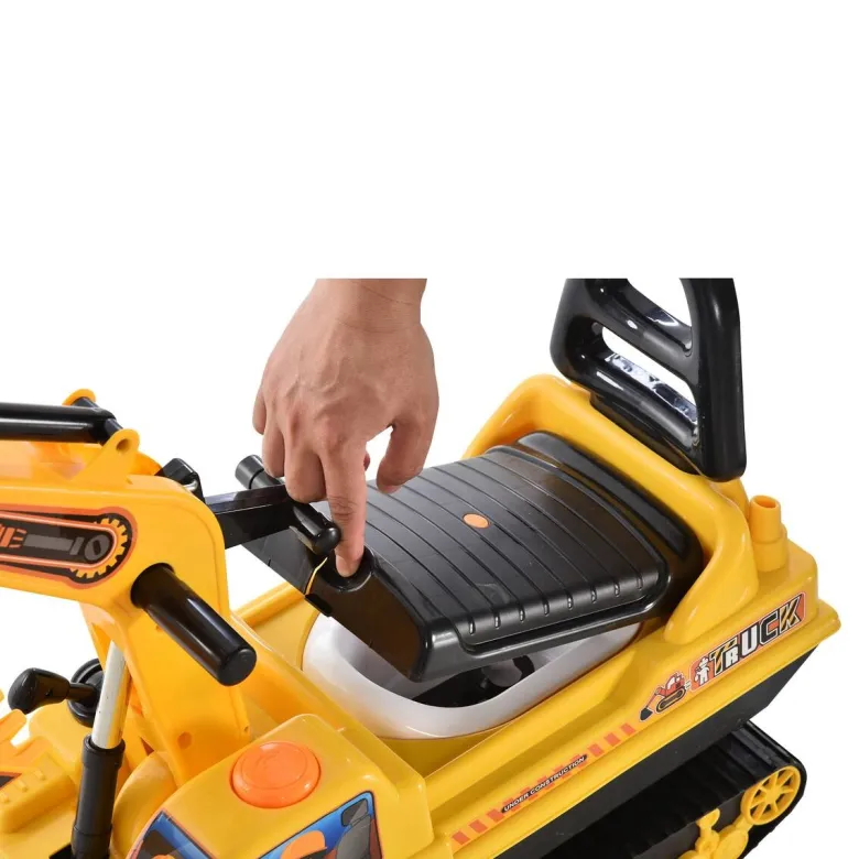 HOMCOM Kinder-Rutscherfahrzeug Bagger gelb B/H/L: ca. 24x58,5x78 cm