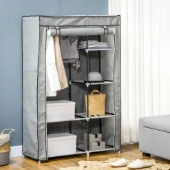HOMCOM Kleiderschrank grau Polypropylen B/H/L: ca. 43x103x162,5 cm