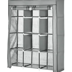HOMCOM Kleiderschrank hellgrau Edelstahl B/H/L: ca. 43x125x162,5 cm