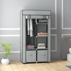 HOMCOM Kleiderschrank hellgrau Polypropylen B/H/L: ca. 42,5x83x162,5 cm