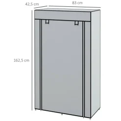 HOMCOM Kleiderschrank hellgrau Polypropylen B/H/L: ca. 42,5x83x162,5 cm