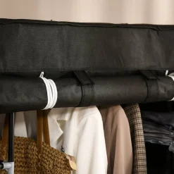 HOMCOM Kleiderschrank schwarz Edelstahl B/H/L: ca. 43x150x162,5 cm