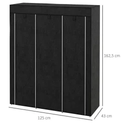 HOMCOM Kleiderschrank schwarz Edelstahl B/H/L: ca. 43x125x162,5 cm