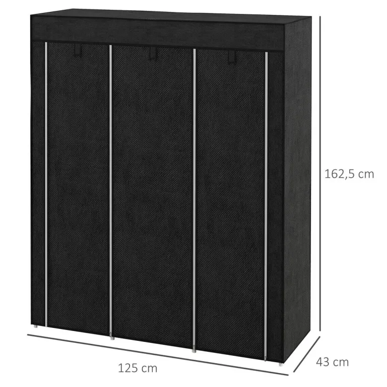 HOMCOM Kleiderschrank schwarz Edelstahl B/H/L: ca. 43x125x162,5 cm
