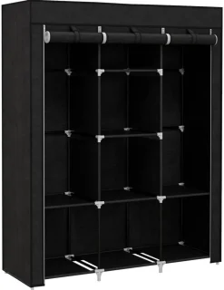 HOMCOM Kleiderschrank schwarz Edelstahl B/H/L: ca. 43x125x162,5 cm
