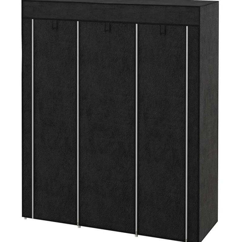 HOMCOM Kleiderschrank schwarz Edelstahl B/H/L: ca. 43x125x162,5 cm