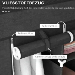 HOMCOM Kleiderschrank schwarz Edelstahl B/H/L: ca. 43x125x162,5 cm