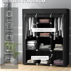 HOMCOM Kleiderschrank schwarz Edelstahl B/H/L: ca. 43x125x162,5 cm