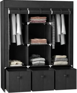 HOMCOM Kleiderschrank schwarz Polypropylen B/H/L: ca. 43x125x162,5 cm