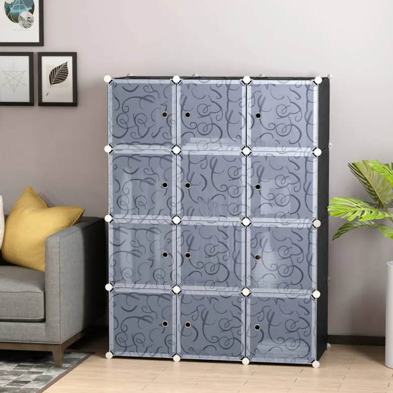 HOMCOM Kleiderschrank schwarz Polypropylen B/H/L: ca. 47x111x145 cm