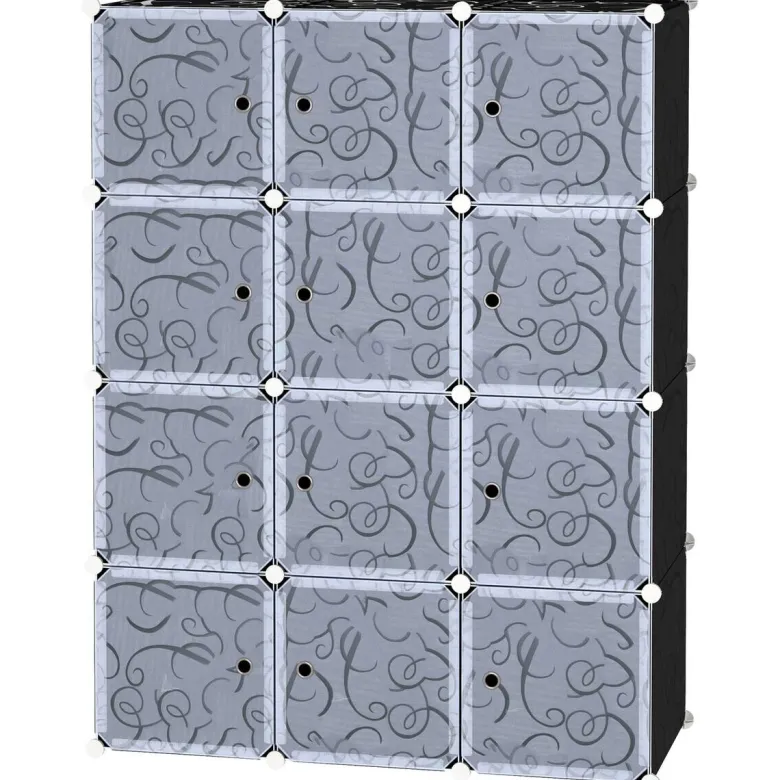 HOMCOM Kleiderschrank schwarz Polypropylen B/H/L: ca. 47x111x145 cm
