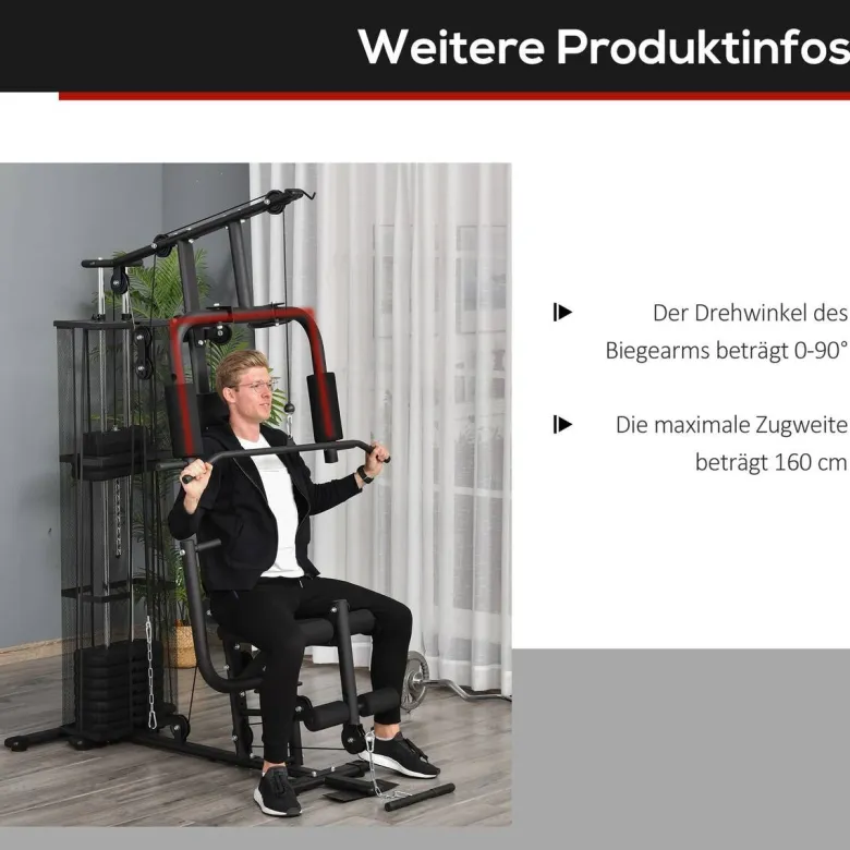 HOMCOM Kraftstation schwarz Metall B/H/L: ca. 110x210x150 cm