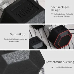 HOMCOM Kurzhantelset schwarz Gummi B/H/L: ca. 13,5x31x13,5 cm