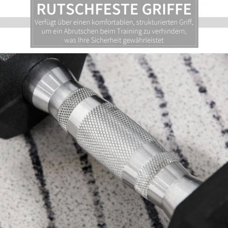 HOMCOM Kurzhantelset schwarz Gummi B/H/L: ca. 12,7x30,5x12,7 cm