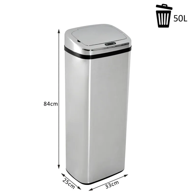 HOMCOM Mülleimer mit Sensor silber B/H/L: ca. 25x84x33 cm