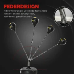 HOMCOM Punchingball Set schwarz Kunstleder B/H/L: ca. 45x151x45 cm