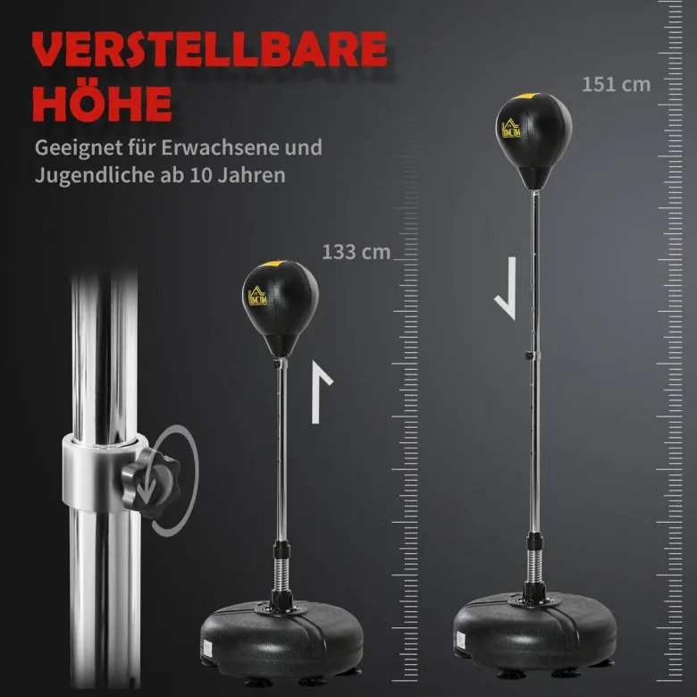 HOMCOM Punchingball Set schwarz Kunstleder B/H/L: ca. 45x151x45 cm