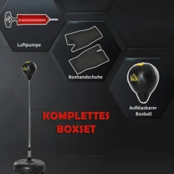 HOMCOM Punchingball Set schwarz Kunstleder B/H/L: ca. 45x151x45 cm