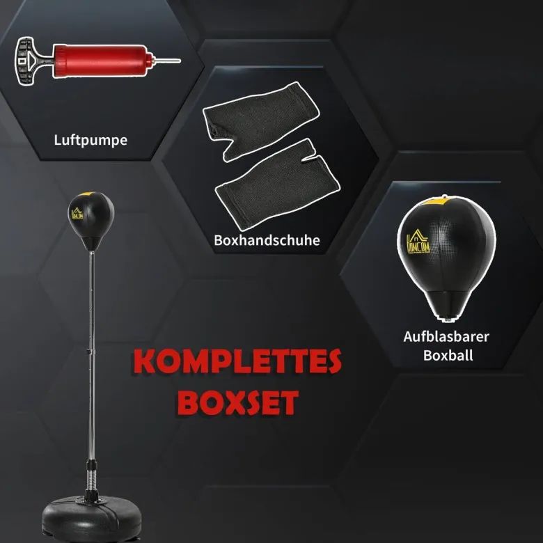 HOMCOM Punchingball Set schwarz Kunstleder B/H/L: ca. 45x151x45 cm