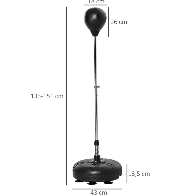 HOMCOM Punchingball Set schwarz Kunstleder B/H/L: ca. 45x151x45 cm