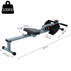 HOMCOM Ruderzugmaschine grauschwarz Stahl B/H/L: ca. 67,5x67x130 cm