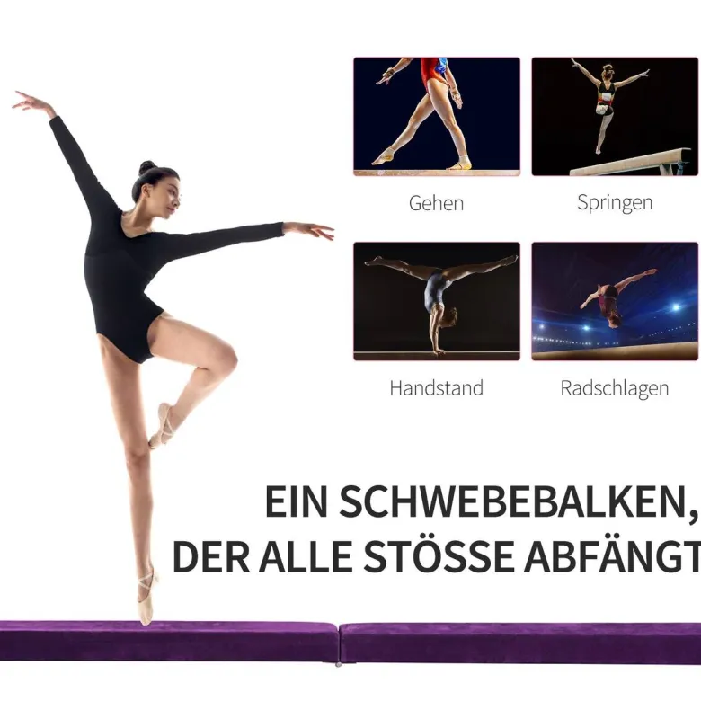 HOMCOM Schwebebalken violett Kiefer B/H/L: ca. 10x6,5x210 cm