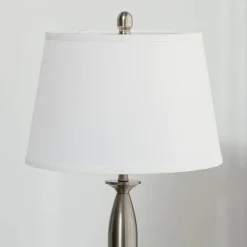 HOMCOM Stehlampe silber weiß Stahl Leinen B/H/T: ca. 38x162x38 cm