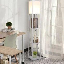 HOMCOM Stehlampe 833-623V90WT weiß Acryl Kunststoff B/H/L: ca. 26x160x26 cm E27 1 Brennstellen
