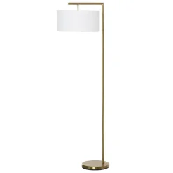 HOMCOM Stehlampe weiß gold Stahl Leinen B/H/T: ca. 37x153x37 cm