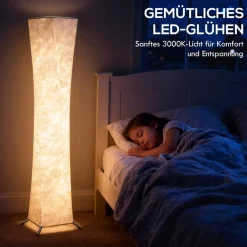 HOMCOM Stehleuchte silber weiß Kunststoff Stahl B/H/L: ca. 25x129x25 cm