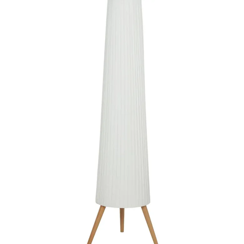 HOMCOM Stehleuchte weiß Stoff Holz B/H/L: ca. 46x153x46 cm 1 Brennstellen