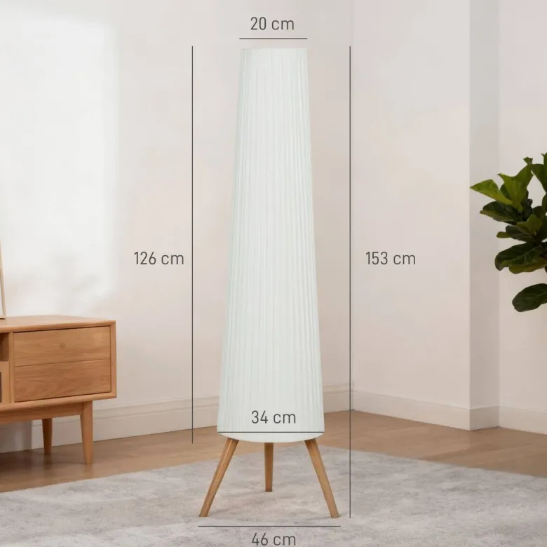 HOMCOM Stehleuchte weiß Stoff Holz B/H/L: ca. 46x153x46 cm 1 Brennstellen