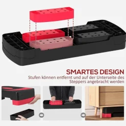 HOMCOM Steppbrett schwarz Kunststoff B/H/L: ca. 31x20x80 cm