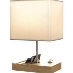 HOMCOM Tischleuchte weiß Holz Stahl B/H/L: ca. 20x40,5x25 cm E27 1 Brennstellen